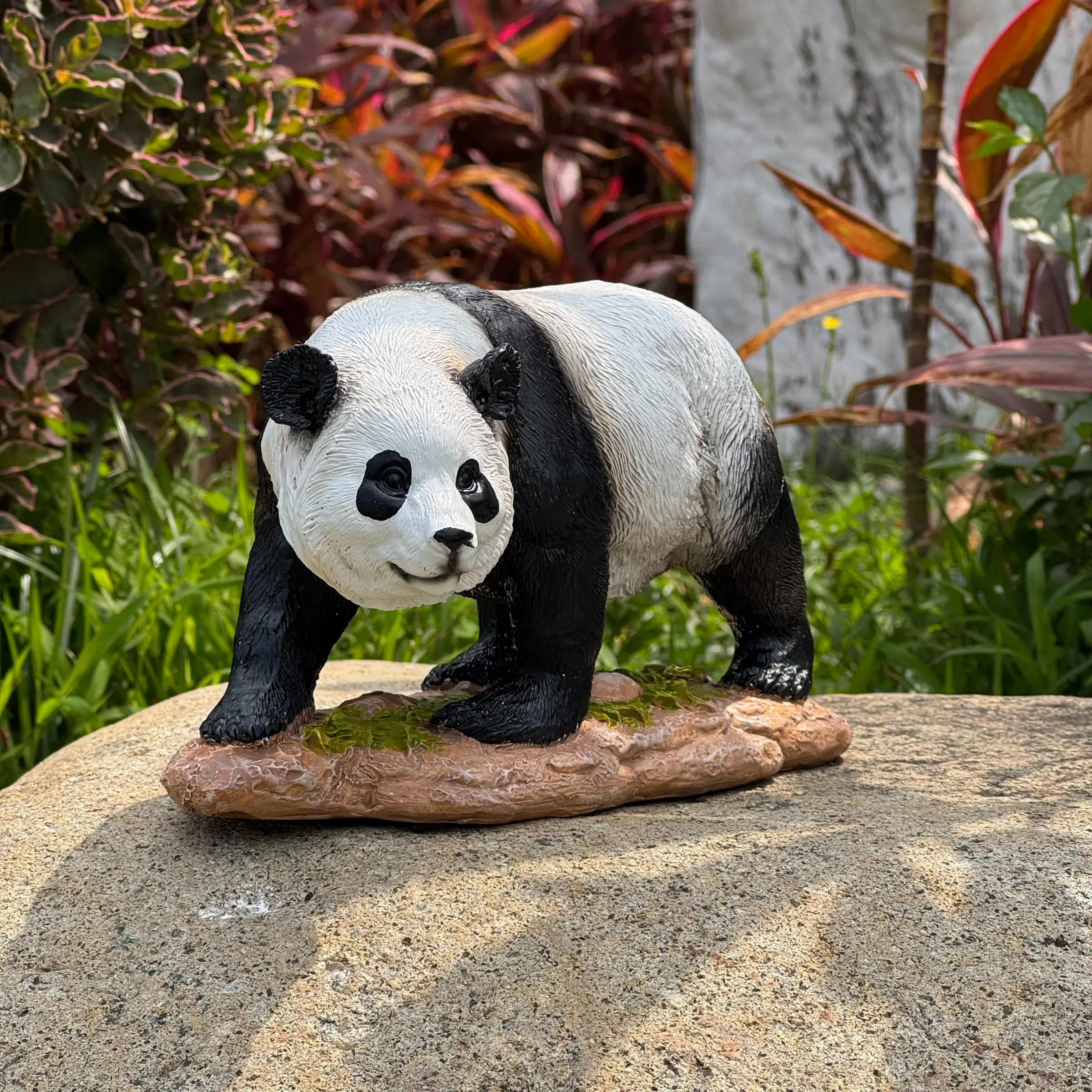Walking Panda Statue for Outdoor Decor, Garden Decoration, Patio Landscape, Home Desktop Ornament, Courtyard Accent Piece