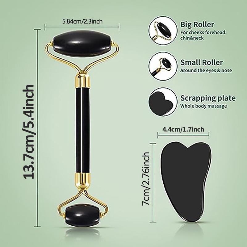 Face Massage Tool, 2 Counts/set Face Roller & Body Massage Tool, Including 1 Massage Roller & 1 Heart Shape Gua Sha Board, Facial Massage Tool, Christmas Gift