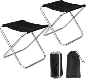 2Sets Portable Folding Camping Stool, Lightweight Camp Chair for Fishing Hiking, Compact Collapsible Travel Footstool for Outdoor, Beach, Backyard, Lawn,Picnic with Carry Bag,10.35" x 8.86"
