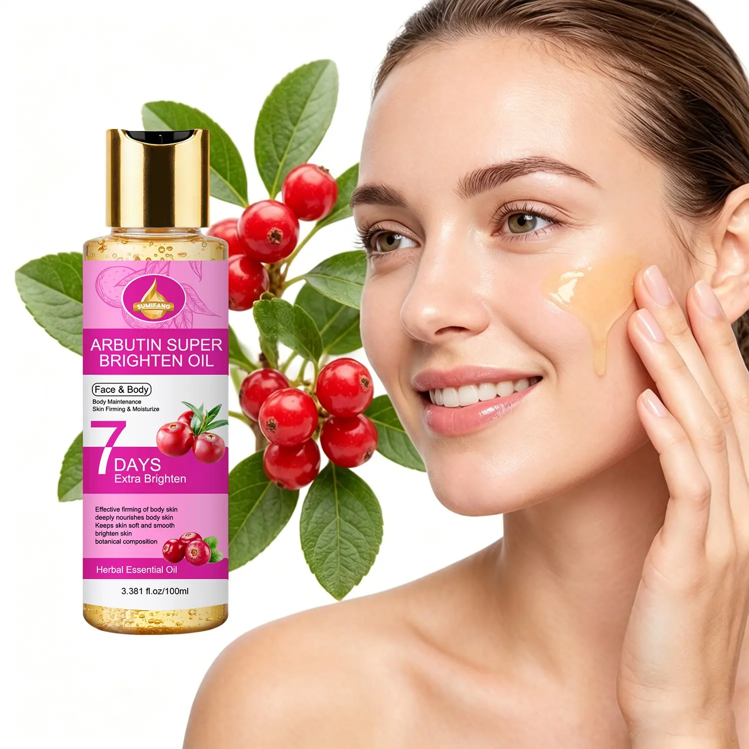 SUMIFANG Brightening Arbutin Revitalizing Essence Oil 100ml - deeply moisturizing, boosts skin radiance, softens and smooths skin texture, perfect for tired, dull skin, a daily essential for both men and women, lightweight and non-greasy