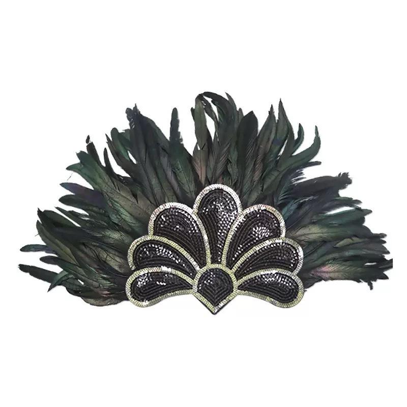 New Feather Headdress Indian Headdress Carnival Adult Show Performance Decoration Black