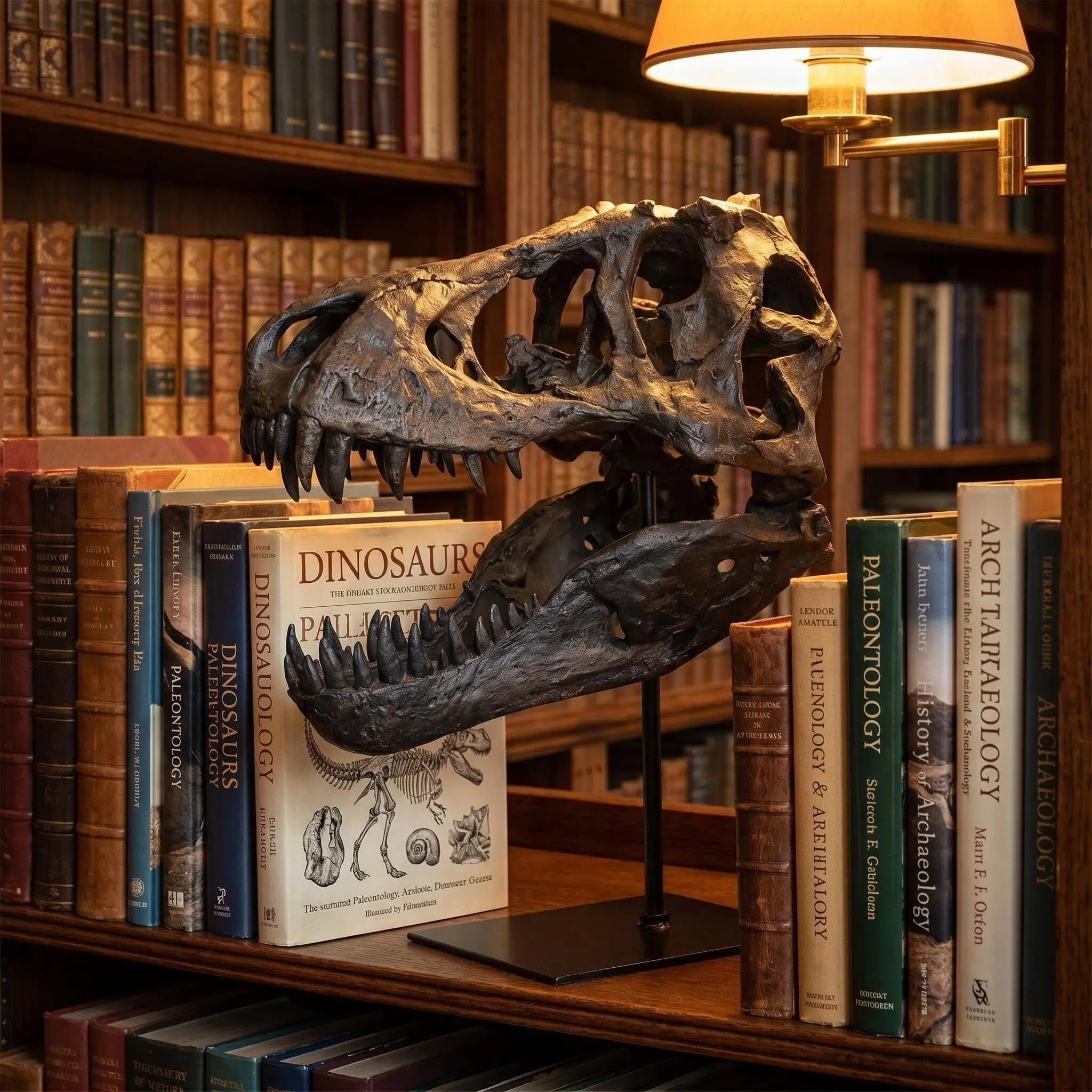 Creative T-Rex Skull Decorative Figurine, Resin Dinosaur Skull Ornament, Resin Sculptures, Stylish Accent for Office Desk, Living Room, Wine Cabinet & Entryway Home Decoration