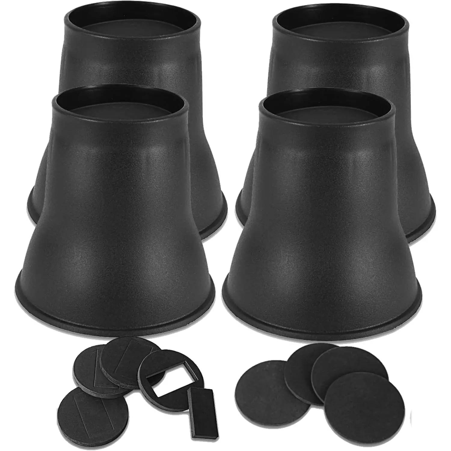 Bed Risers 6 Inch Duty, Furniture Risers for Couch Table Sofa Desk Chair Leg Lifter, up to 6000 Lbs for Dorm Bed Extender Round Frame Riser, Black 4 Pack