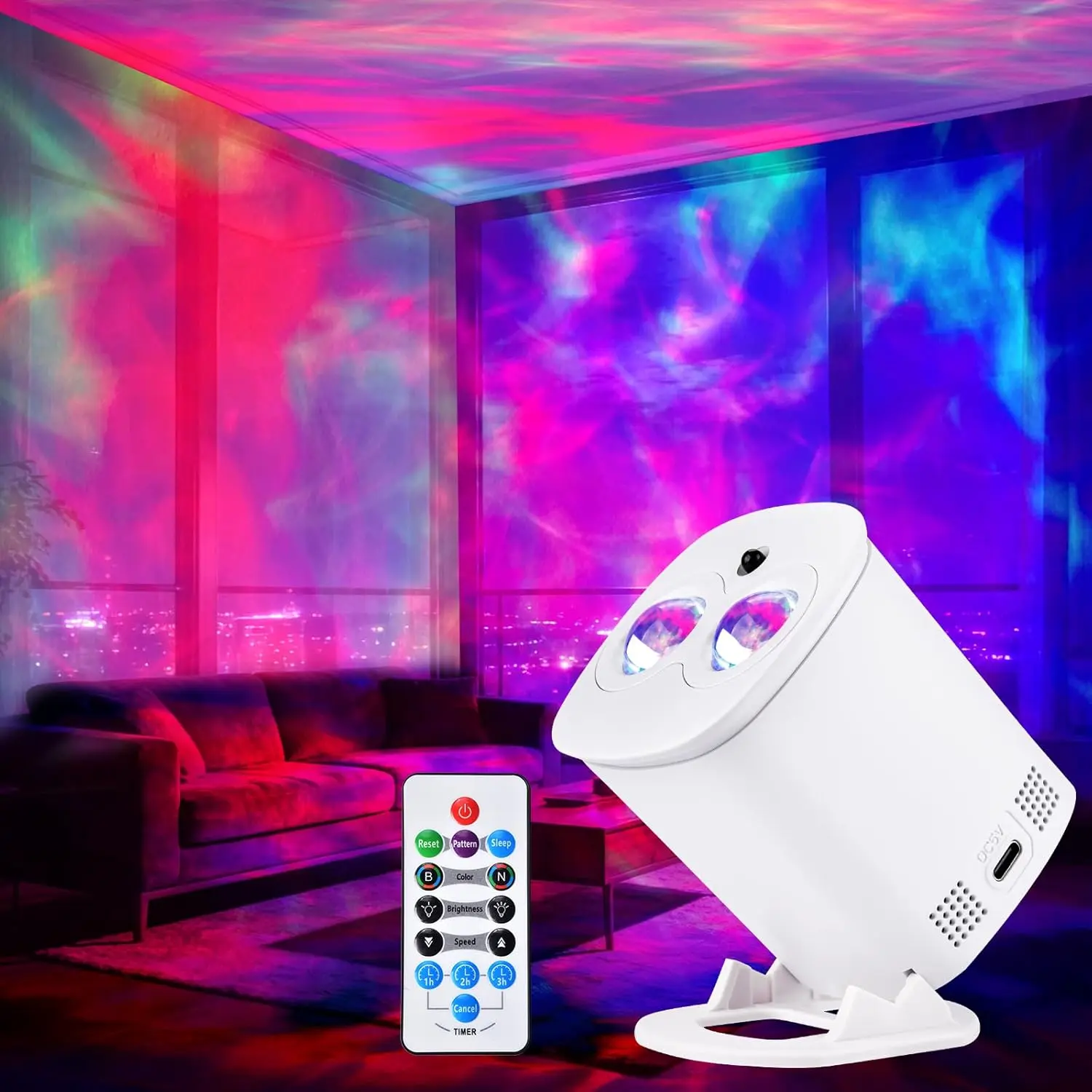 Galaxy Projector Lamp for Bedroom, Nebula Ceiling LED Light with Remote Control & Timer, 7+3 Modes Indoor Use Kids' Gift for Birthdays/Christmas