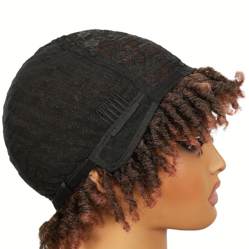 LEZN HAIR Chic Short Dreadlock Wig for Black Women - 6 Inches Ombre Synthetic Hair, Faux Locs Twist Braided Afro Curly Style, High-Temperature Fiber, Fit