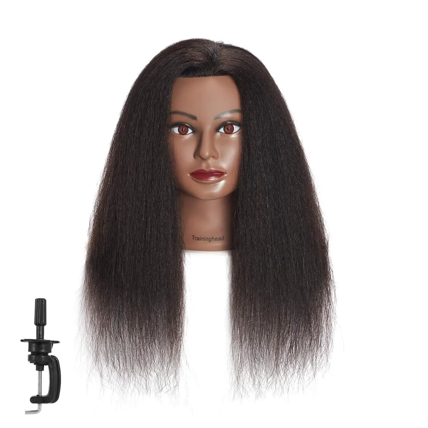 Traininghead 16-18 inches  Real Hair Mannequin     Doll  Manikin Practice  Hairdresser with Free Clamp Holder Female