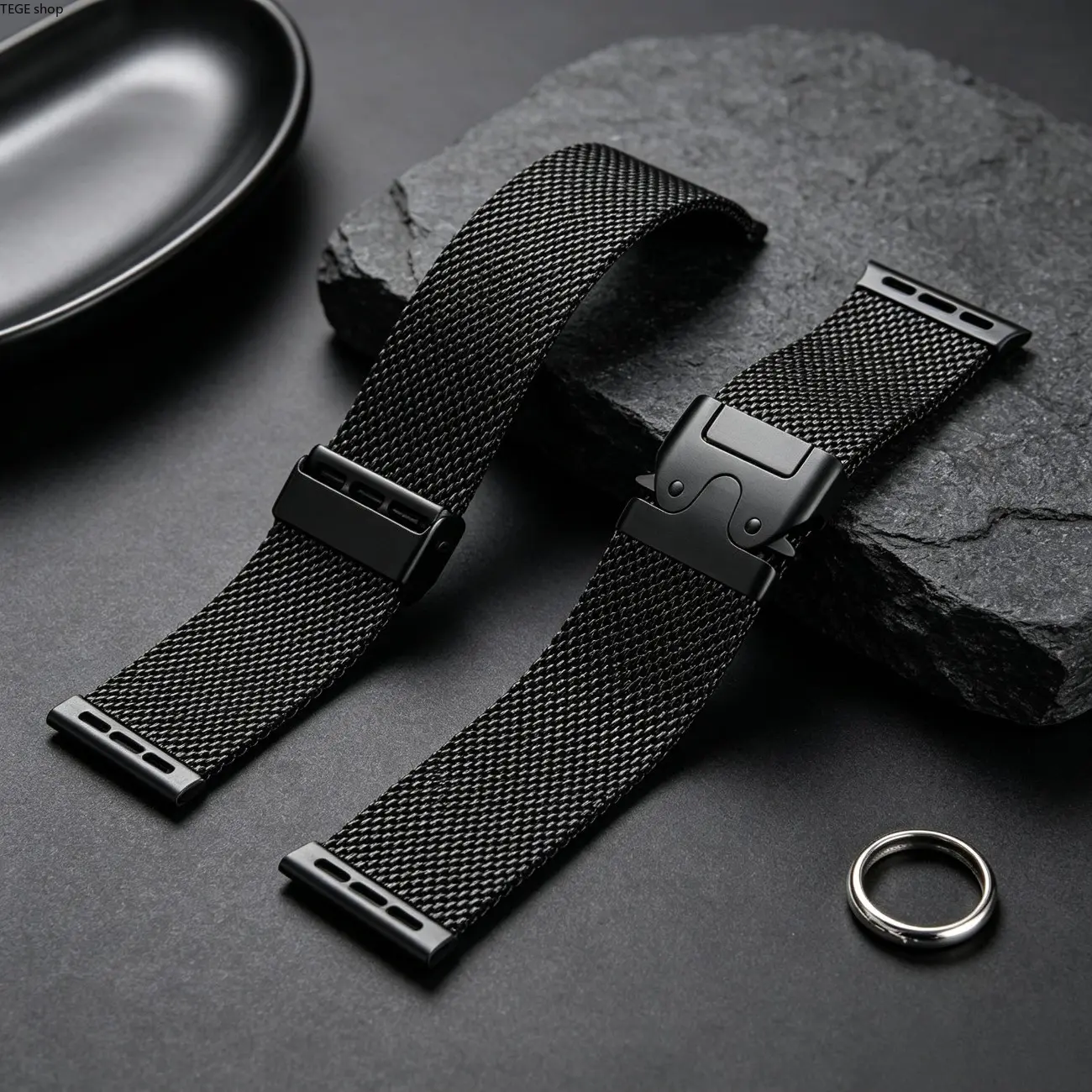 Titanium Milanese Loop Watch Band With Secure Parachute Buckle, Durable Premium Metal Strap Compatible With Apple Watch Ultra 2 49 Mm Series 5 To 10 For Sport And Business Use (Watch Not Included)
