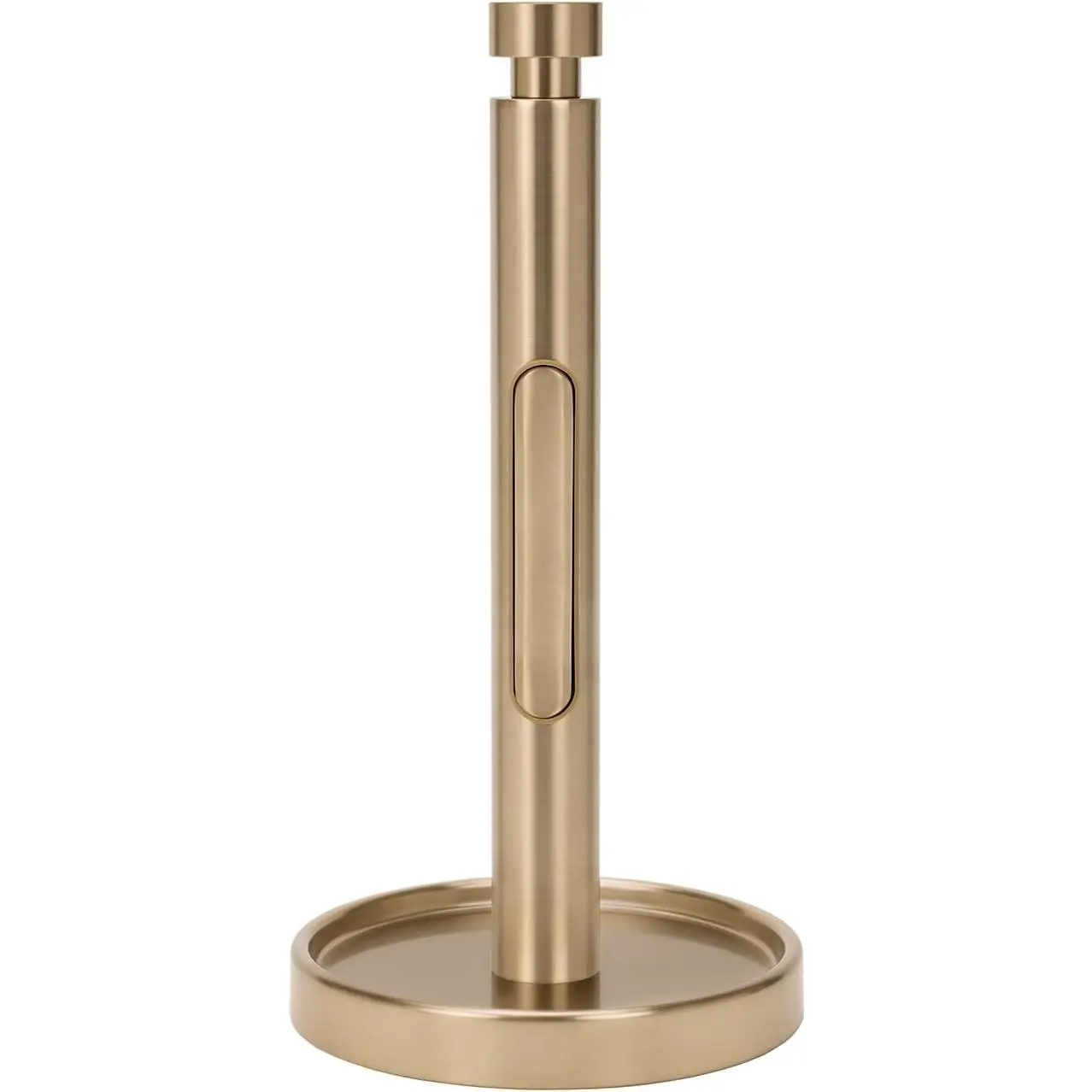 Countertop Paper Towel Holder - Weighted Heavy Duty Steel Stand with Non-Slip Base for a Steady One-Handed One Sheet Tear - Fits All Rolls - Warm Gold
