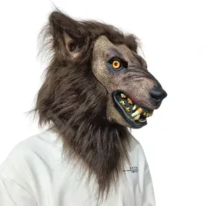 1pcs Simulated Brown Wolf Head Creep Creepy Wolf Mask - Suitable for Christmas and Halloween, As Well As Various Festival Events, Parties, and Role-playing with Latex Animal Costume Accessories; No Power Required Perfect for Holiday Gift Ideas