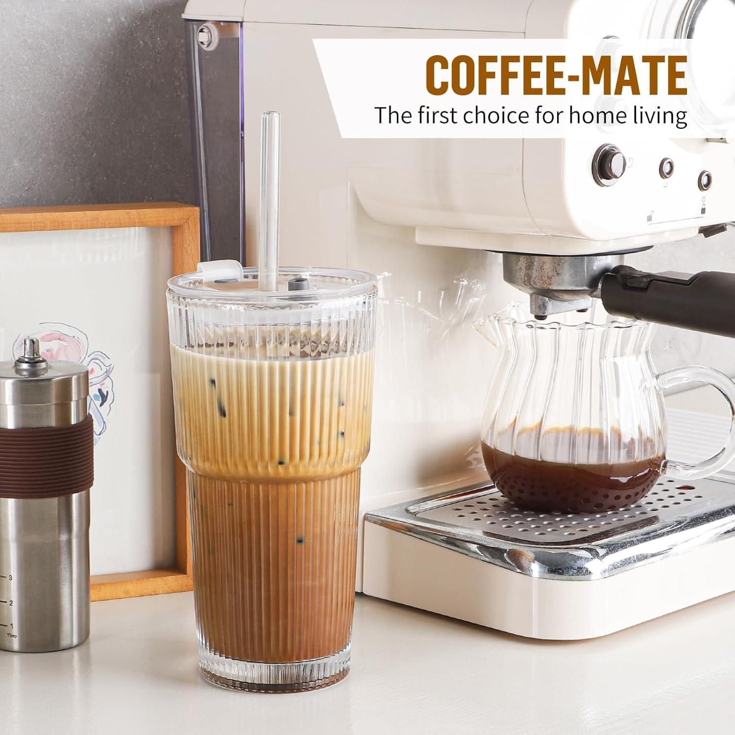 4 Pack Large Capacity Glass Drinking Cups 930ml Bamboo Lids Plastic Lids Stainless Steel Straws Cleaning Brushes For Iced Coffee Smoothie Juice Mugs