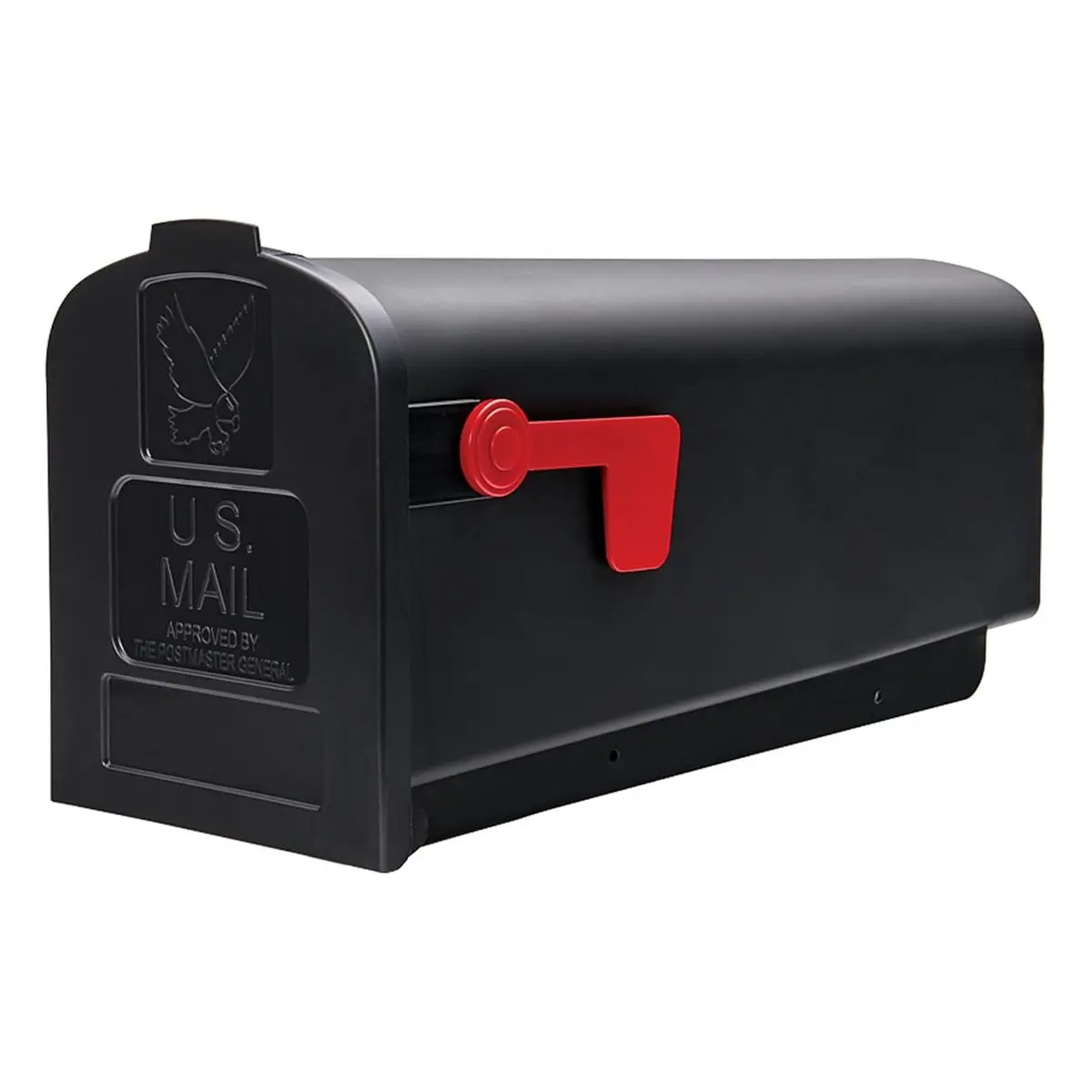 Rust-proof Plastic Post Mounted Mailbox, Black, Medium Curbside, Usps Approved for Residential Delivery, Weather Resistant, Easy Installation