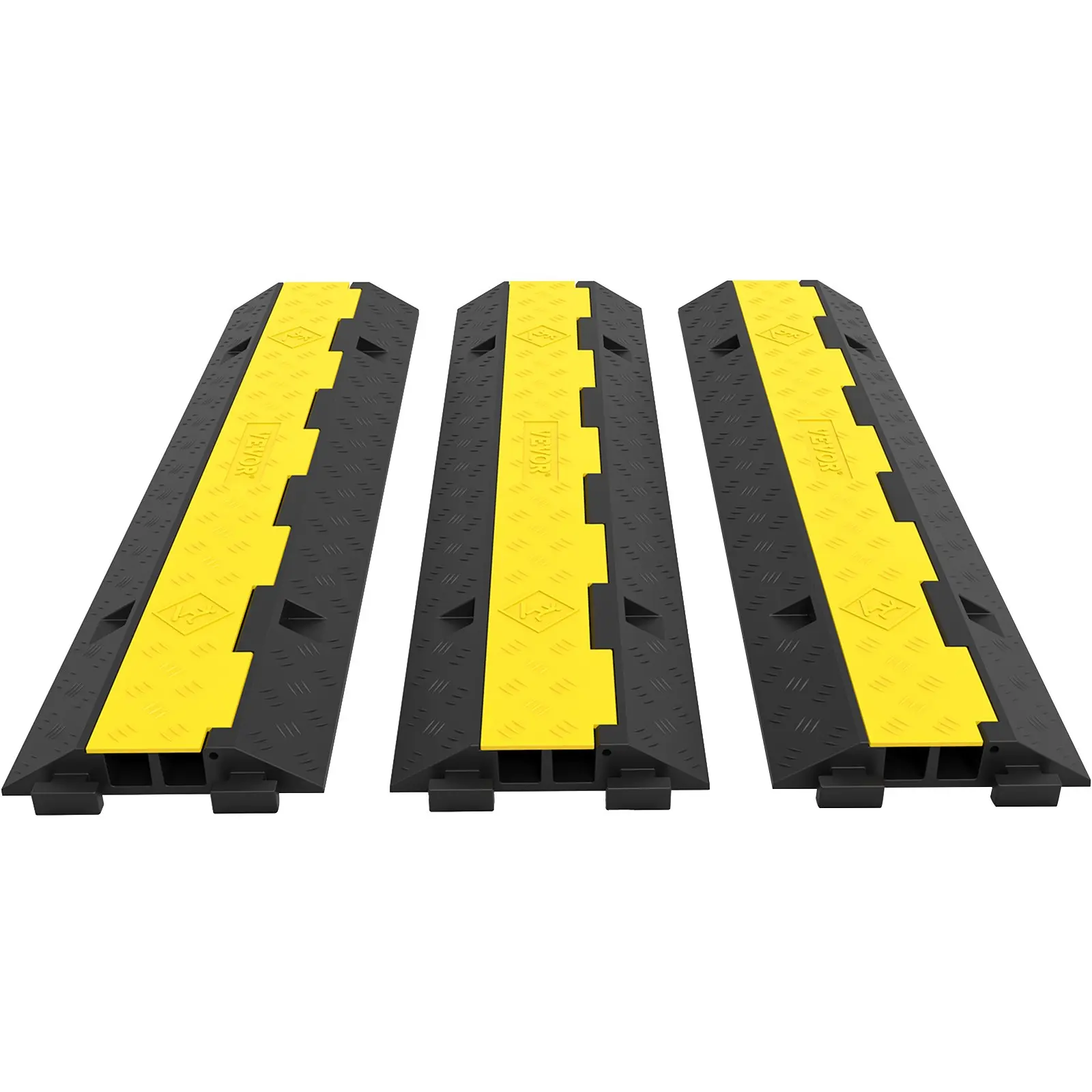 【DealsForYouDays】VEVOR 3 Pcs 2-Cable Rubber Electrical Wire Cover Cord Protector Ramp 11000 lbs
