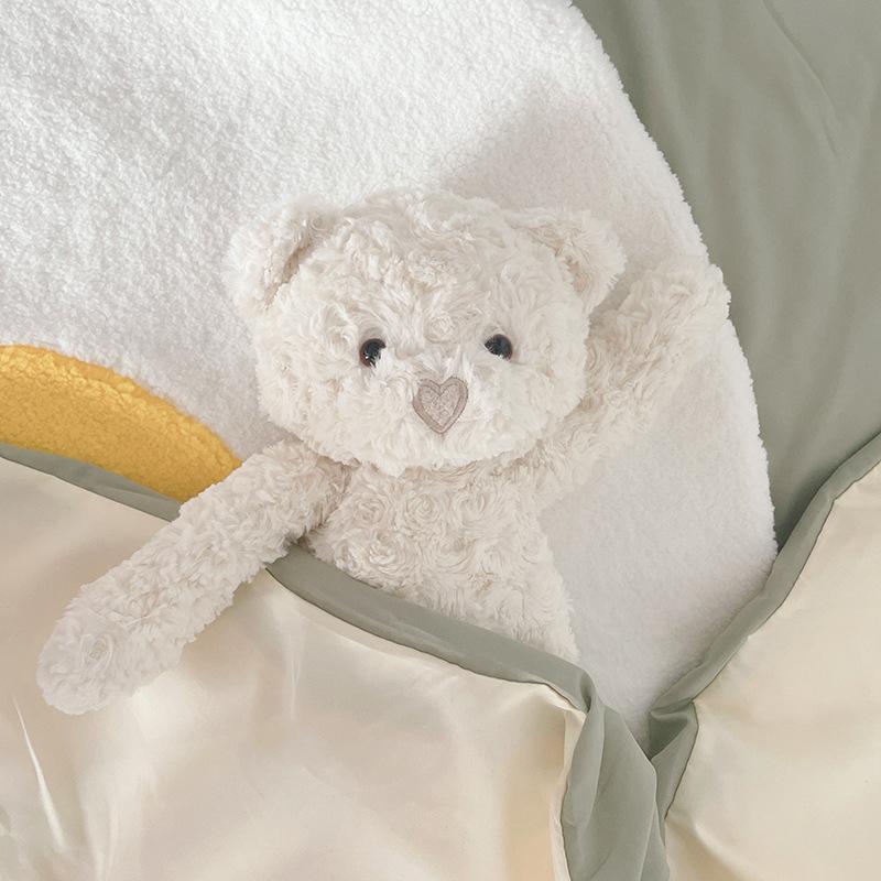 Curly-haired plush toy, Children's Day and Valentine's Day gift, claw machine plush toy, heart-shaped white bear plush toy