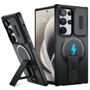 Phone Case - Phone Case - Heavy-Duty Shockproof Hard Phone Case with a Stand, Compatible with for Galaxy S25 Ultra, S25 Fe, S24 Ultra, A17, A16, A56