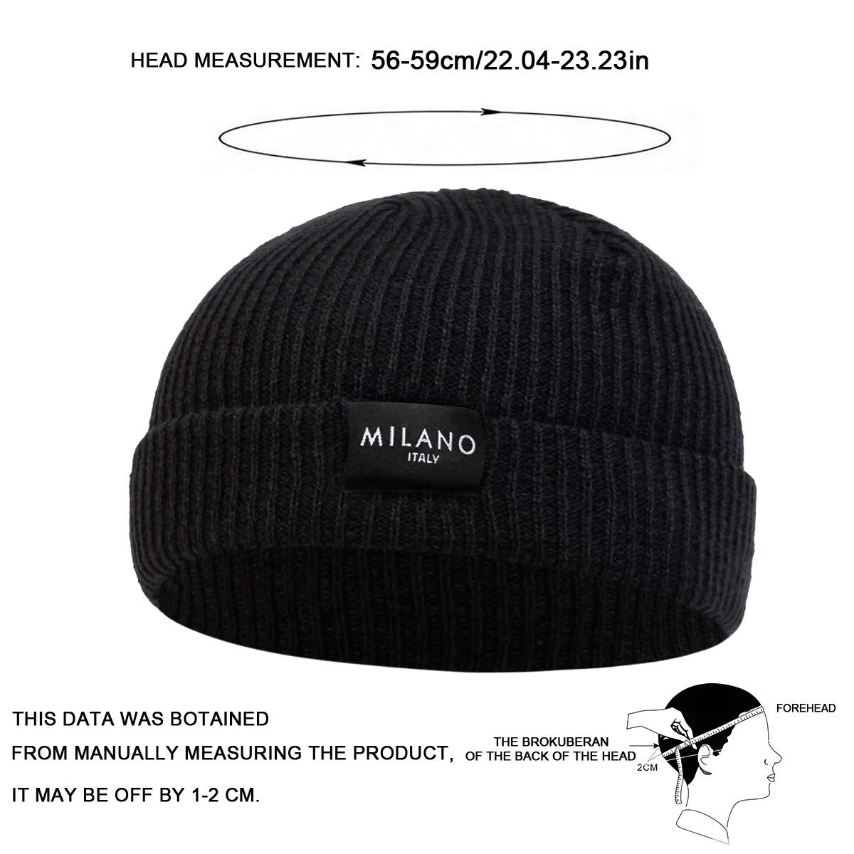 Unisex MILANO Letter Label Beanies Winter Warm Hat Hip Hop Cap Beanie Hat Caps for Women Men
