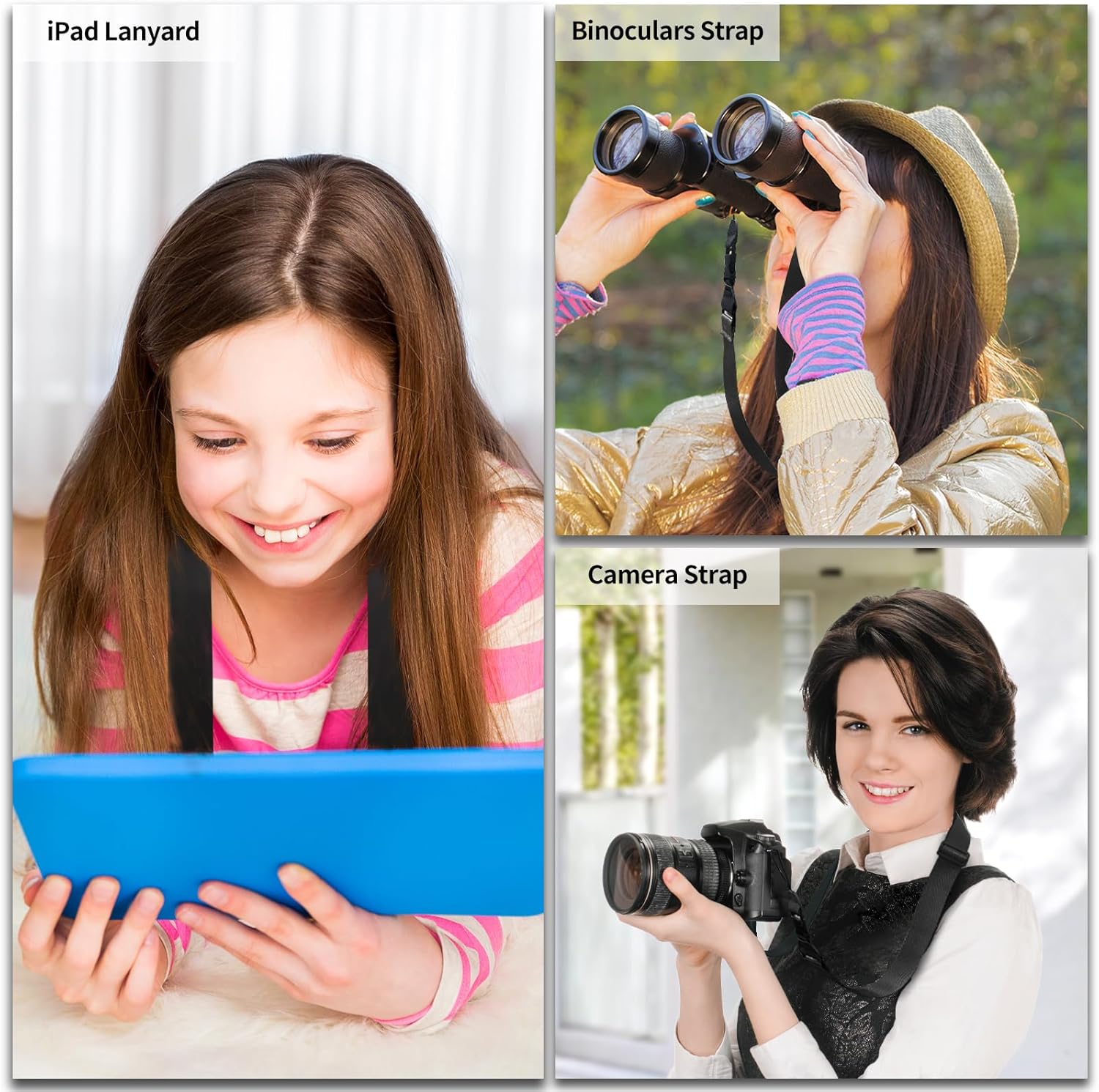 5 Pack Universal  Strap, Replacement Nylon  Lanyard, Comfortable Adjustable  Strap for iPad, Camera, Crossbody Bag, Binocular, Tablet