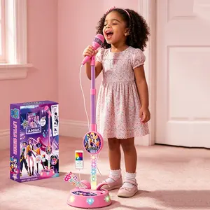 Children's Musical Microphone Toy, Karaoke Machine, Colorful LED Lights, Type-C Connection For Playing Songs From Your Phone- Anime Girl Group Themed Role-Playing & Music Education Toy for Kids, Birthday gift for girls aged 3-8