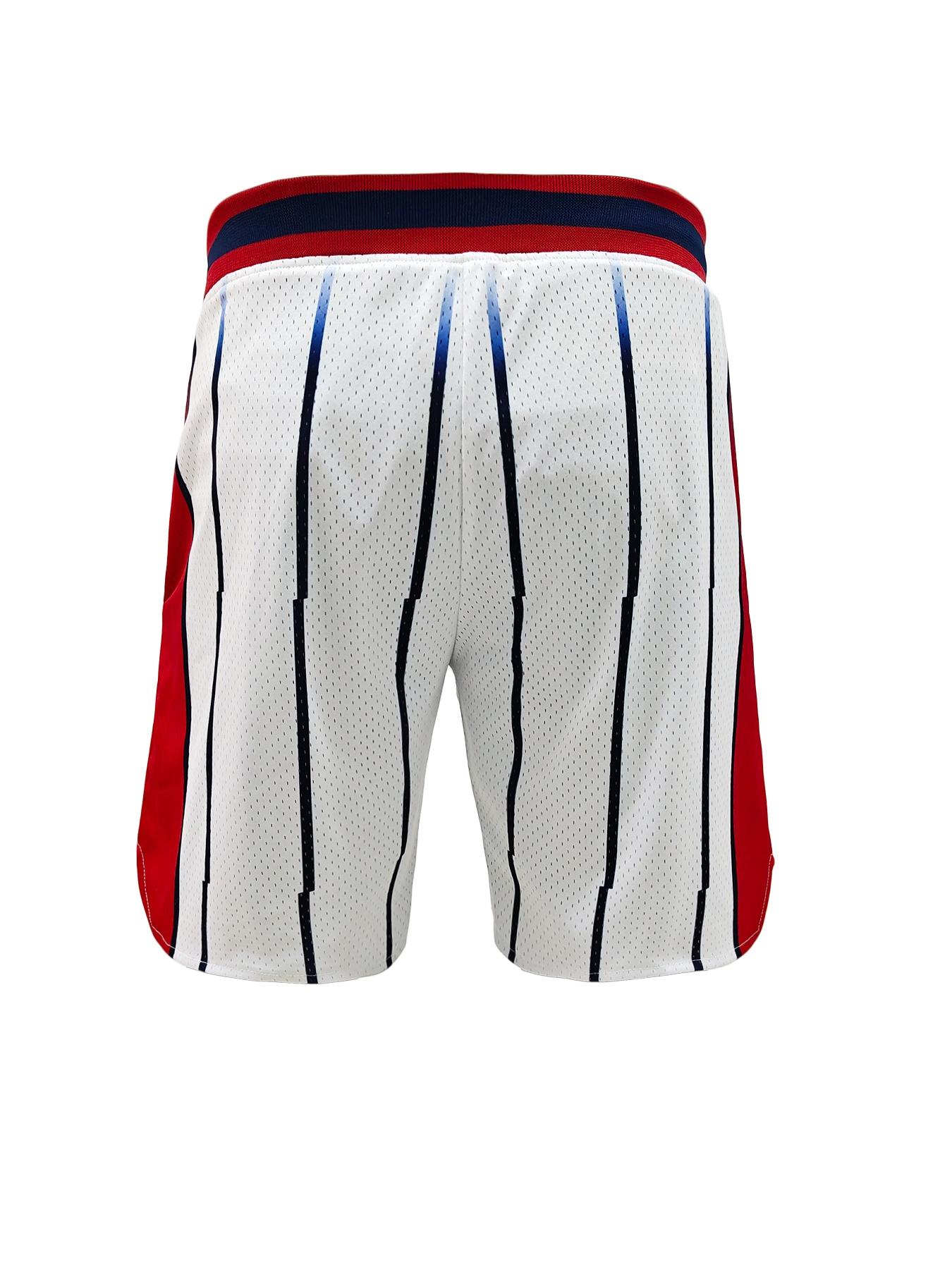 Men's Letter & Number Embroidery Basketball Shorts, Casual Comfy Breathable Athletic Shorts for Summer, Men's Bottoms for Daily Wear, Athleisure Style Bottoms