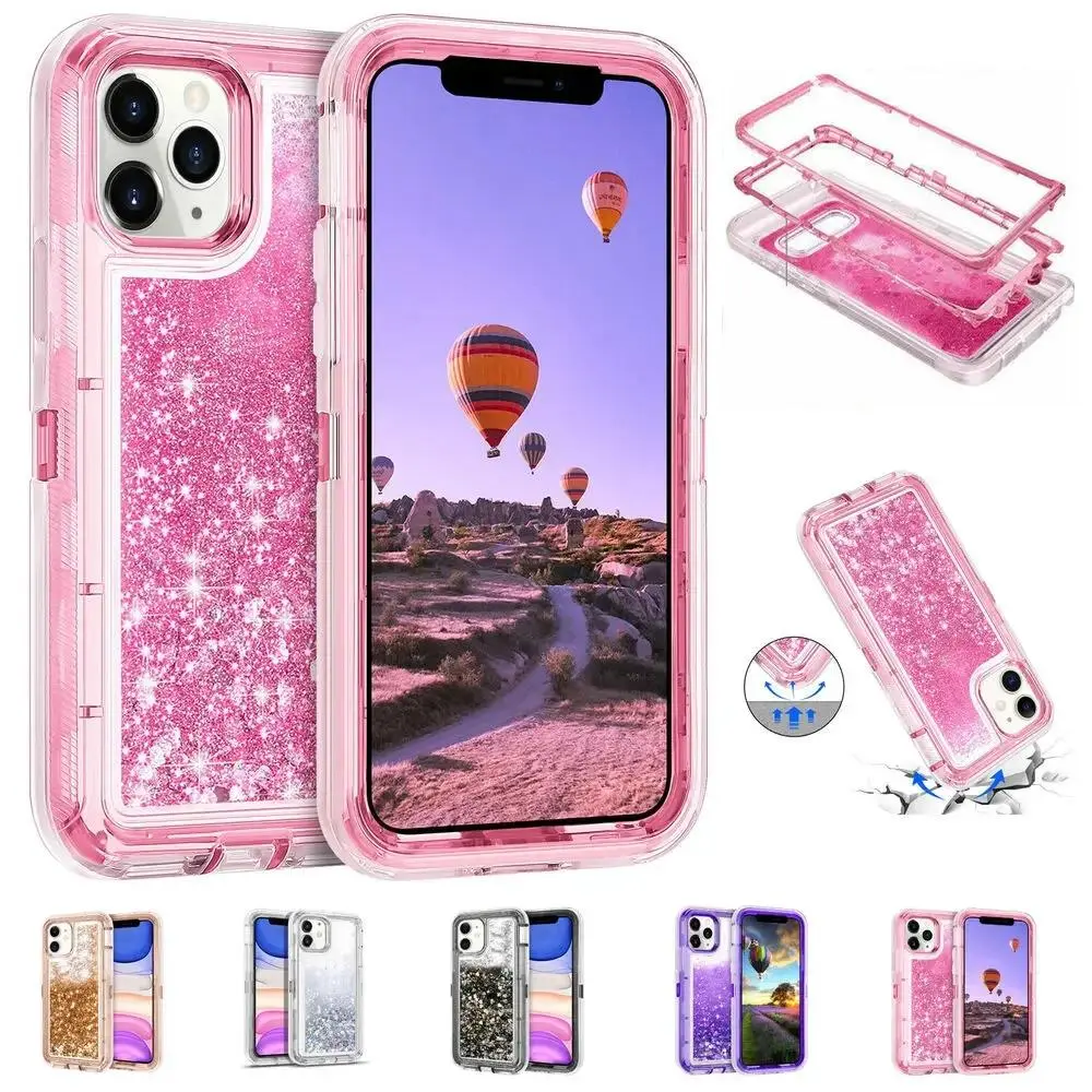 3-in-1 Glitter Quicksand     Casing for iPhone 7/8 Plus, XS Max/XR, 11/12/13/14/15/16 Pro Max - Smartphone, Cellphone, Handheld Device Protection , Devices clear case