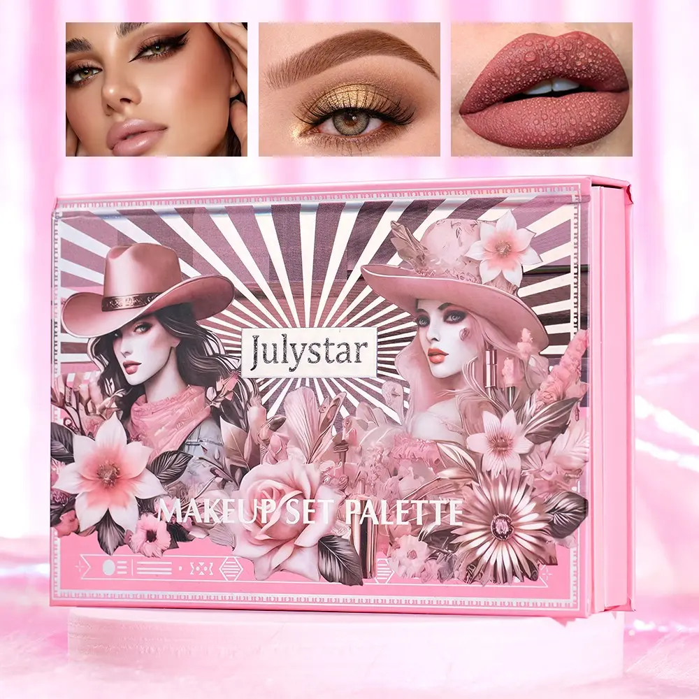 3-In-1 Makeup Set Palette, Blush, Highlighter, Eyeshadow, Matte Lipstick, Contour Corrector, Perfect for Valentine's Day Gifts
