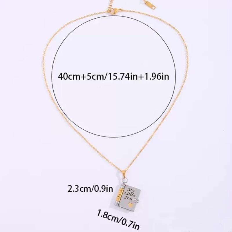 My Little Star Book Necklace - My Incredible Daughter Book Necklace Daughter Gifts From Dad Mom Mother Adjustable Silver 18k Gold Jewelry Openable with 6 Pages Gifts of Love for Daughter / Son, Birthday Day Gift Graduation Jewelry of Love