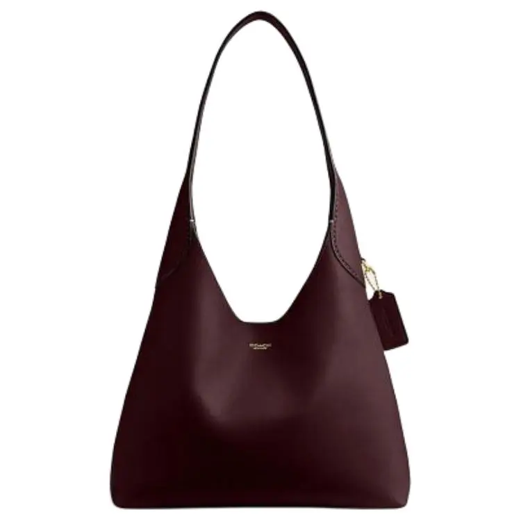 COACH Brooklyn 28 Leather Crossbody Bag for Women – Small, Logo-Embellished, Burgundy