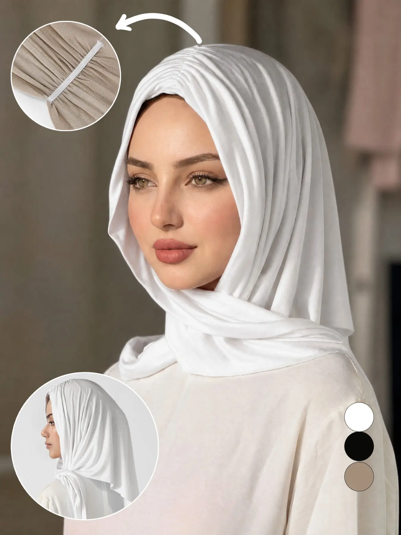 Women's Fashion Jersey Triangle Scarf, Plain Pleated Headscarf, Sun Protection Elegant Shawl, Casual Wrap, All Seasons Abaya Accessory