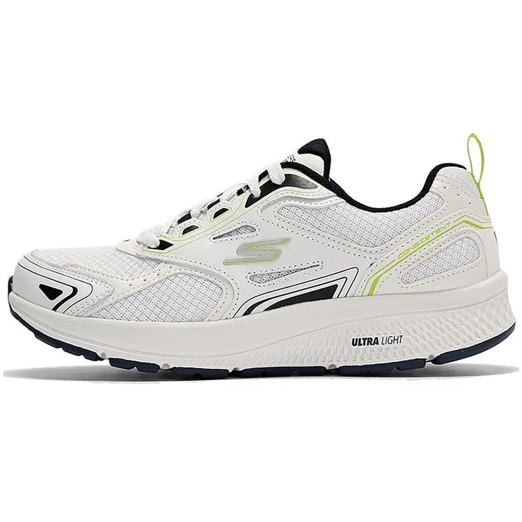 Skechers Go Run Consistent Lightweight Breathable Cushioned Durable Low-Top Running Shoes for Men in White and Yellow Verifiable, with credentials and supporting global authentication