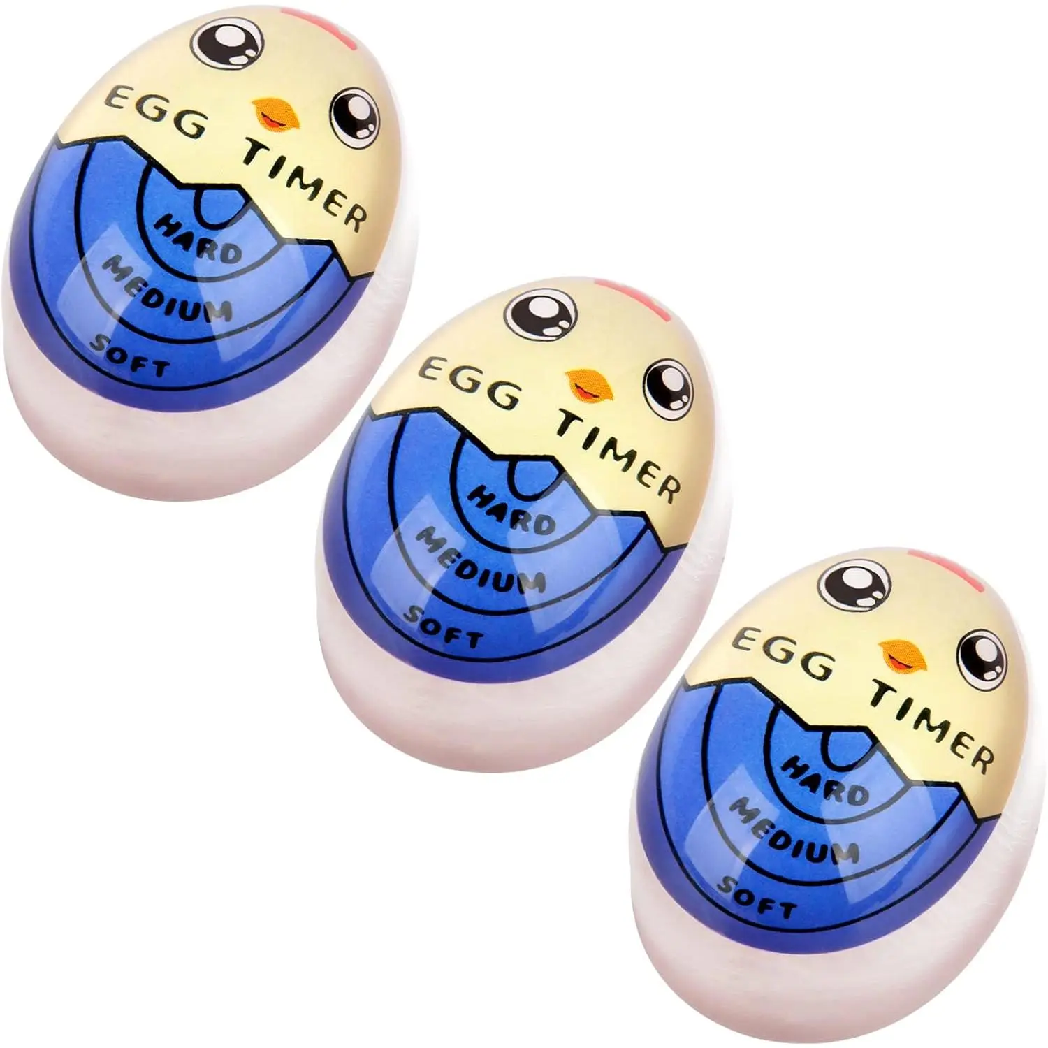 Egg Timer for Boiling Eggs Hard Boiled Egg Boiler Timer That Changes Color When Done,Blue 3 count