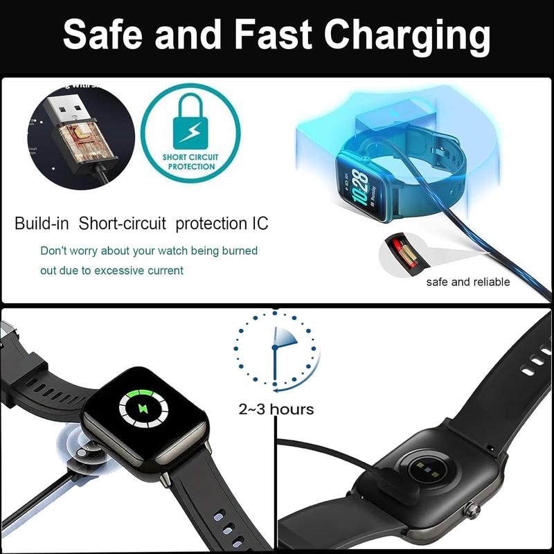 [2-Pack] Gloryfit Wacth Charger for Puqo T80/Cillso T80/Csasan T70/Matast T60  USB  , Compatible with T80 T70 T60  Watch Charger (Black&Black)