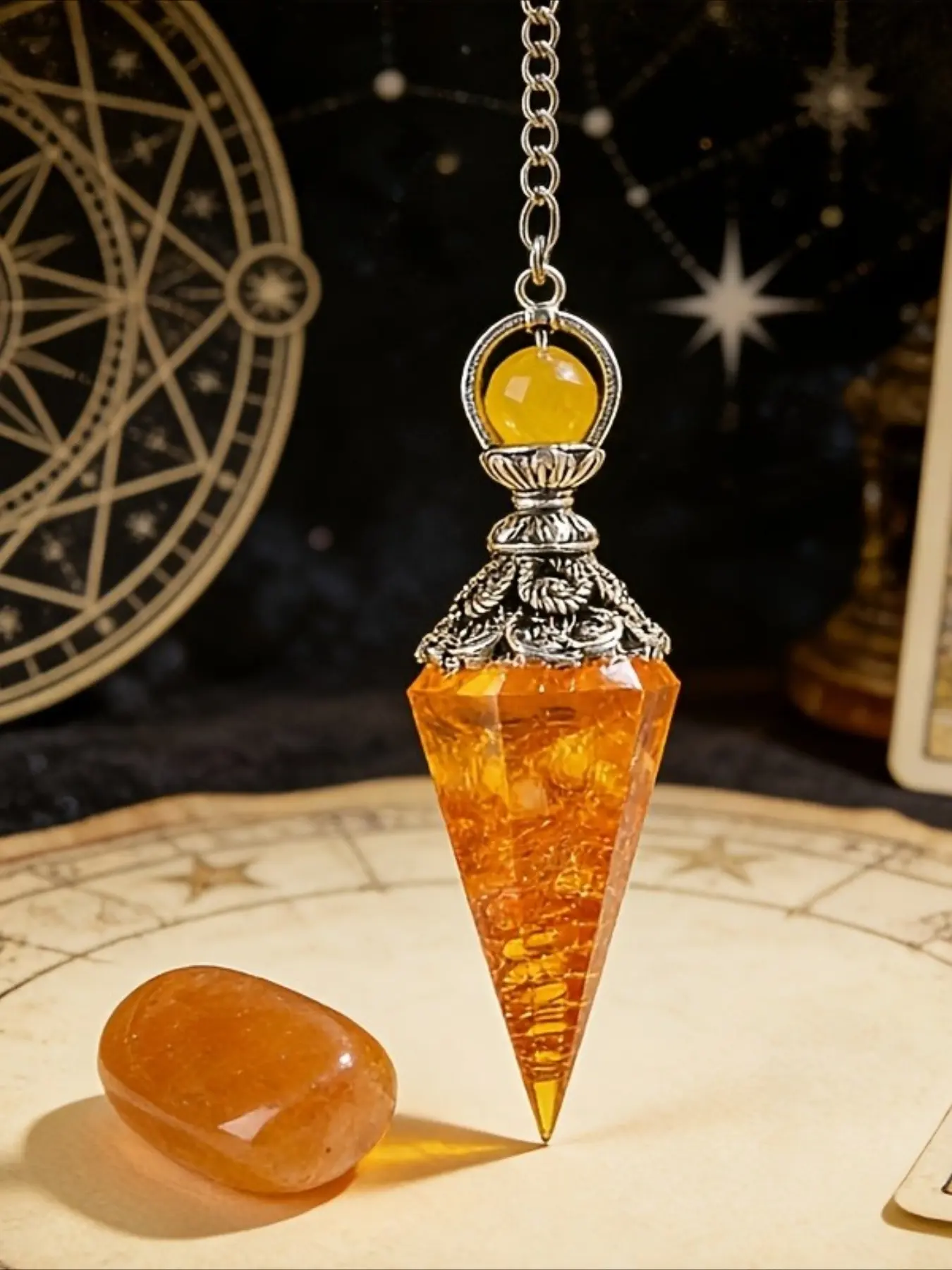 2PCS Natural Citrine Crystal Divination Pendulum - Exquisite Divination Tool, Elegant Irregular Stone Ornament, Perfect for Holiday Decorations and Unique Gifts for Divination Lovers