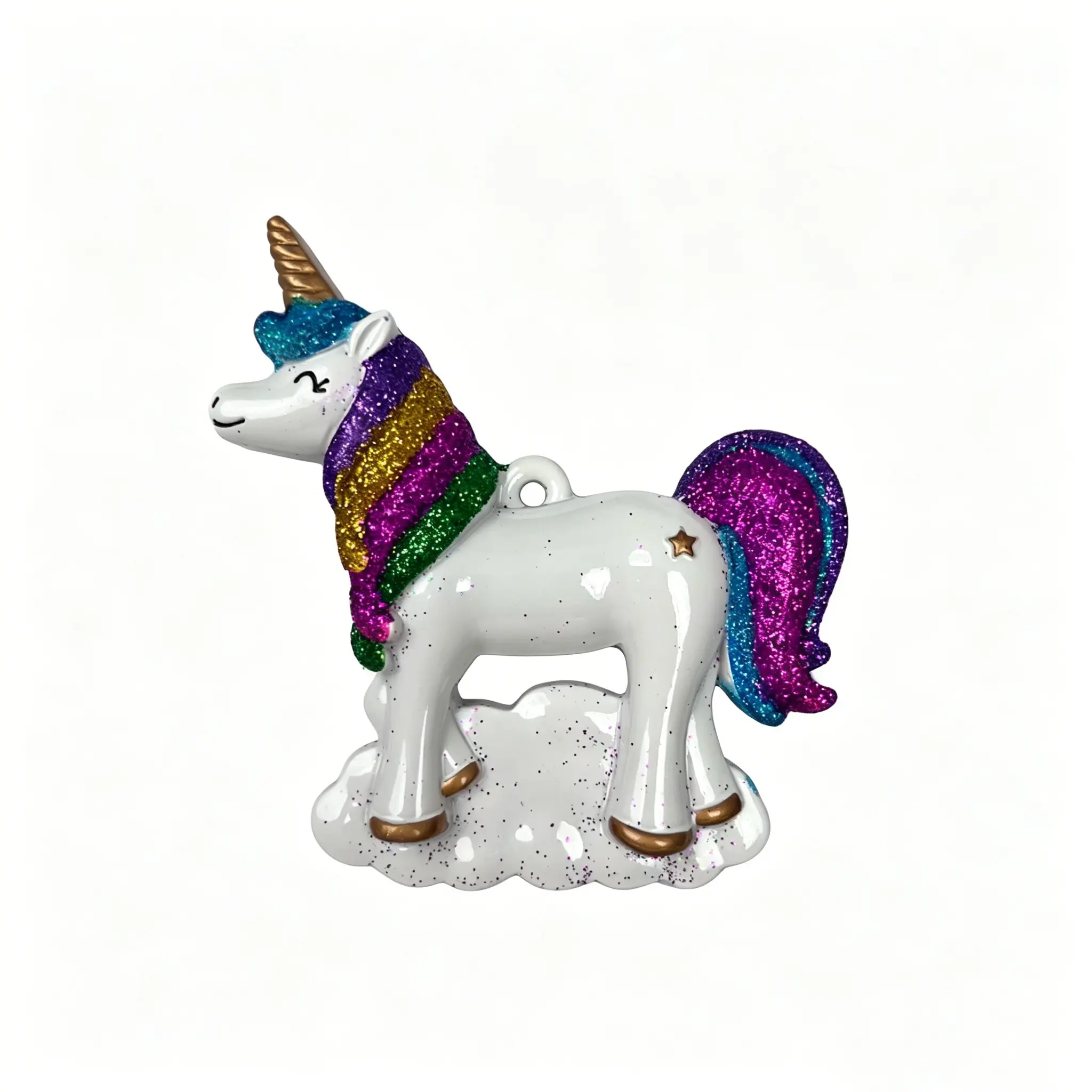 Creative Rainbow Horse Christmas Tree Ornament, DIY Handwritten Name Blessing, Holiday Gift, Home Craft Resin Decoration