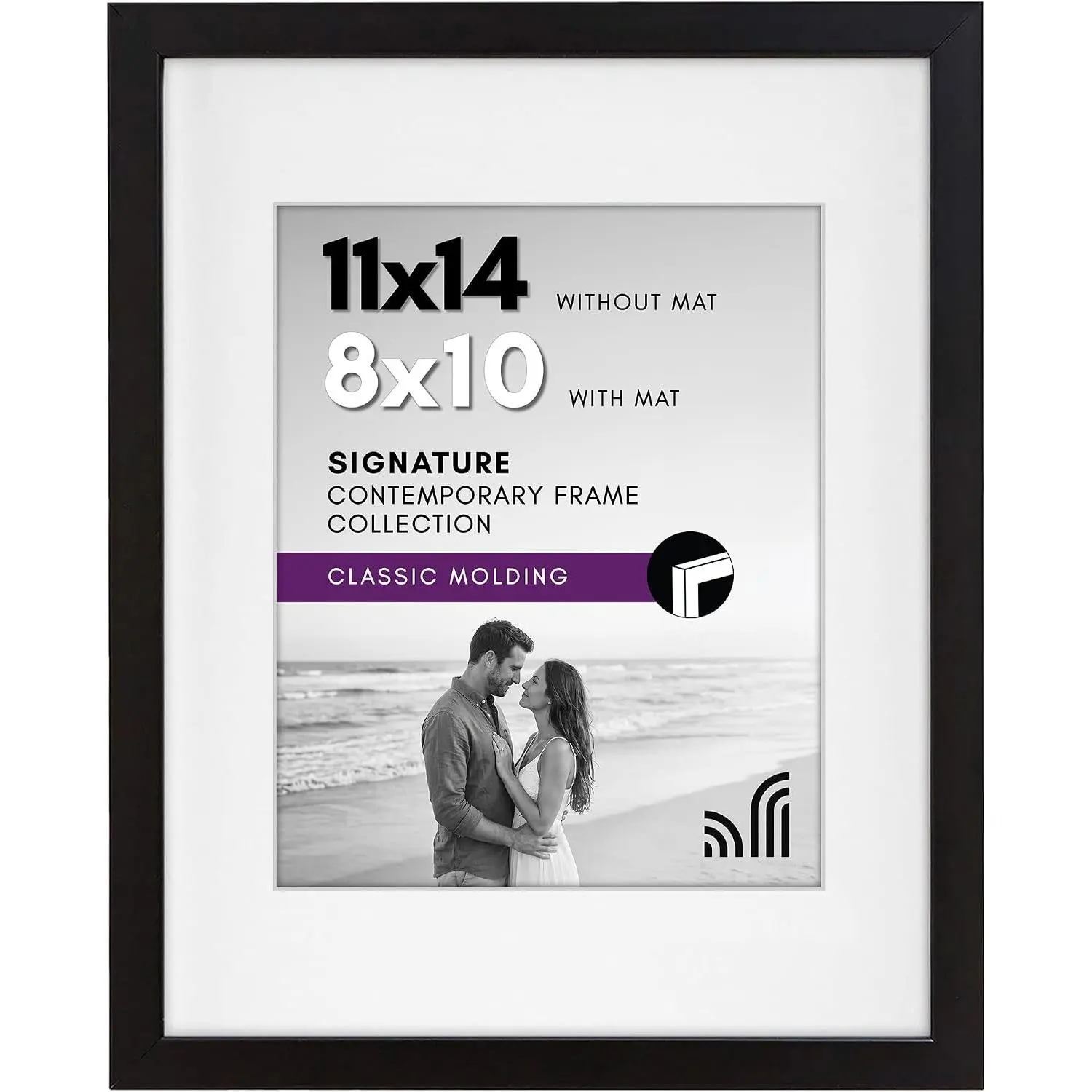 11x14 Picture Frame with Shatter-Resistant Glass - Use as 8x10 Frame with Mat or Display 11x14 Photo Without Mat - Wall Display Picture Frame, Black - Hangs Vertical or Horizontal, Sawtooth Hangers IncludedGift