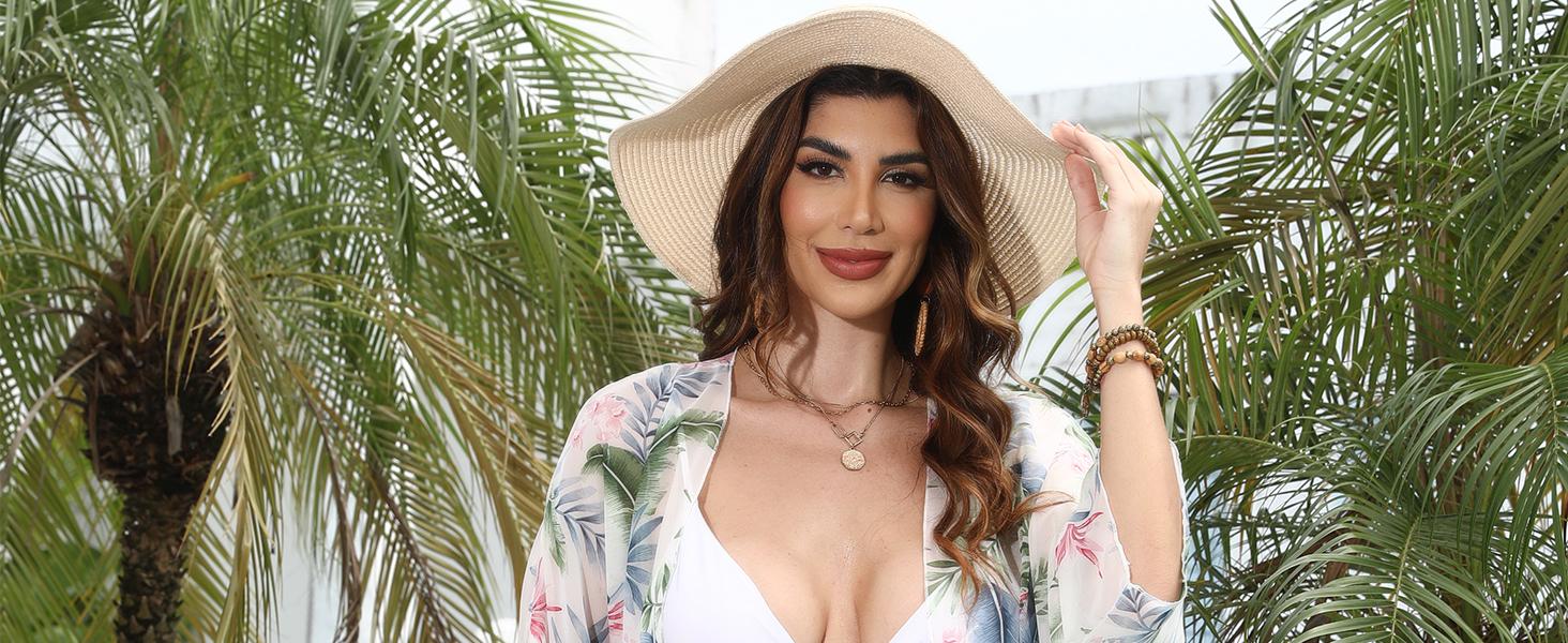 Summer clothing,Women's kimono cardigan, summer lightweight cover-up, 3/4 sleeves, floral print vacation beachwear Summer clothing,Women's kimono cardigan, summer lightweight cover-up, 3/4 sleeves, floral print vacation beachwear