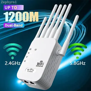 6-Antenna WiFi Extender 2025, 1200Mbps Dual Band Booster, Covers 12,000 sq. ft & 100 Devices, Repeater with Ethernet Port for Home, Office UseZephyroH5ClosetCrush