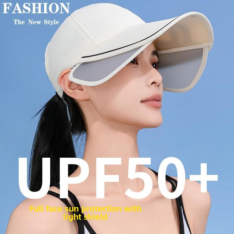 Outdoor sun hat golf sun protection sun hat women's summer wide brim sports empty top pull-up cap