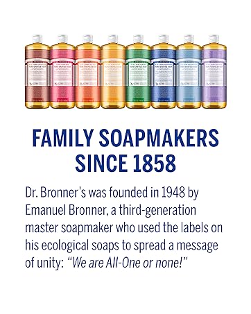 Pure-Castile Liquid Soap- Made with Regenerative Organic Certified Oils- 18-in-1 Uses for Face, Body, Hand, Hair, Laundry & More- Vegan, Non-GMO- Body Wash- Peppermint,32oz