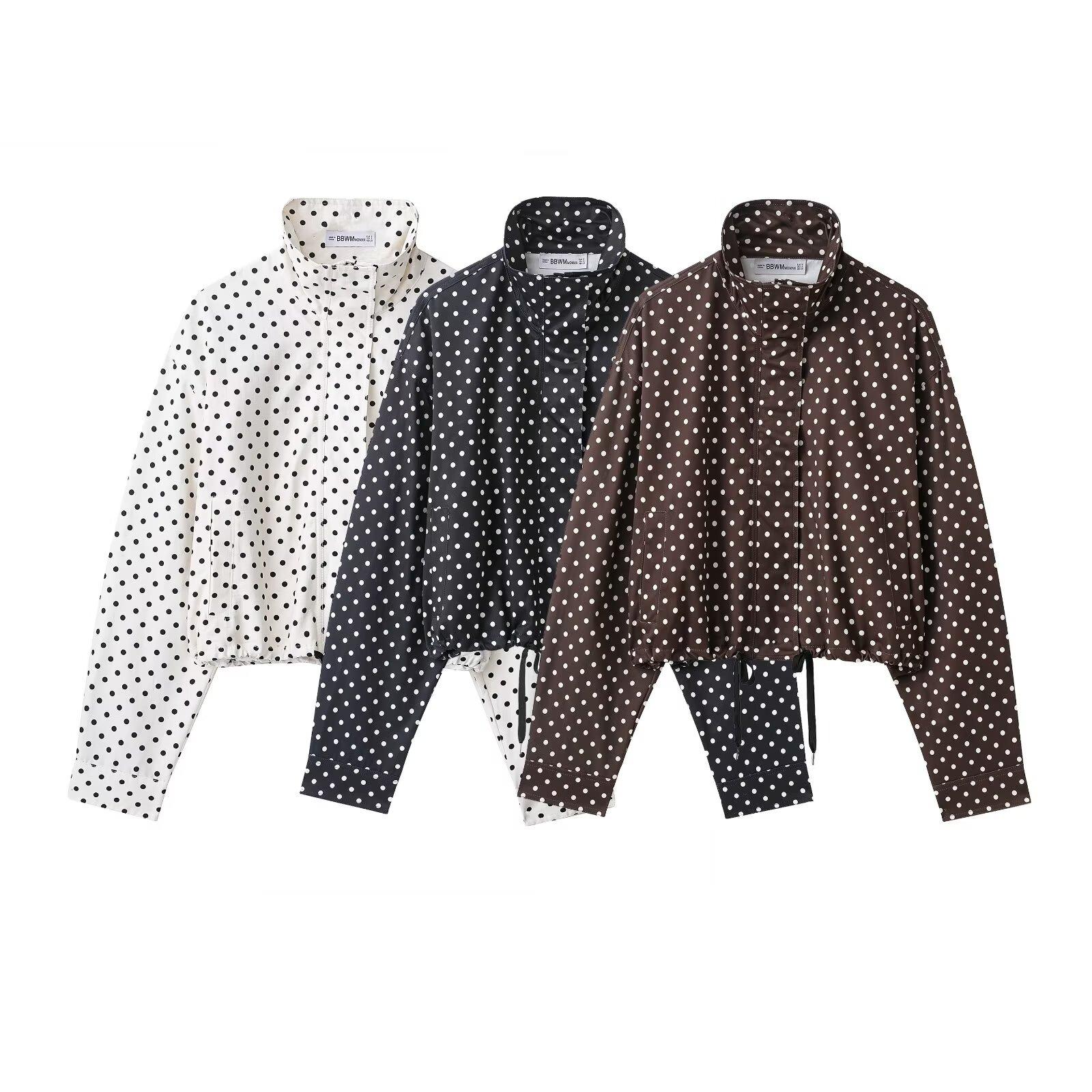 New Summer Women's Polka Dot Blazer, Y2K Street Style Casual Spot Design, Fashionable Long-Sleeved Top