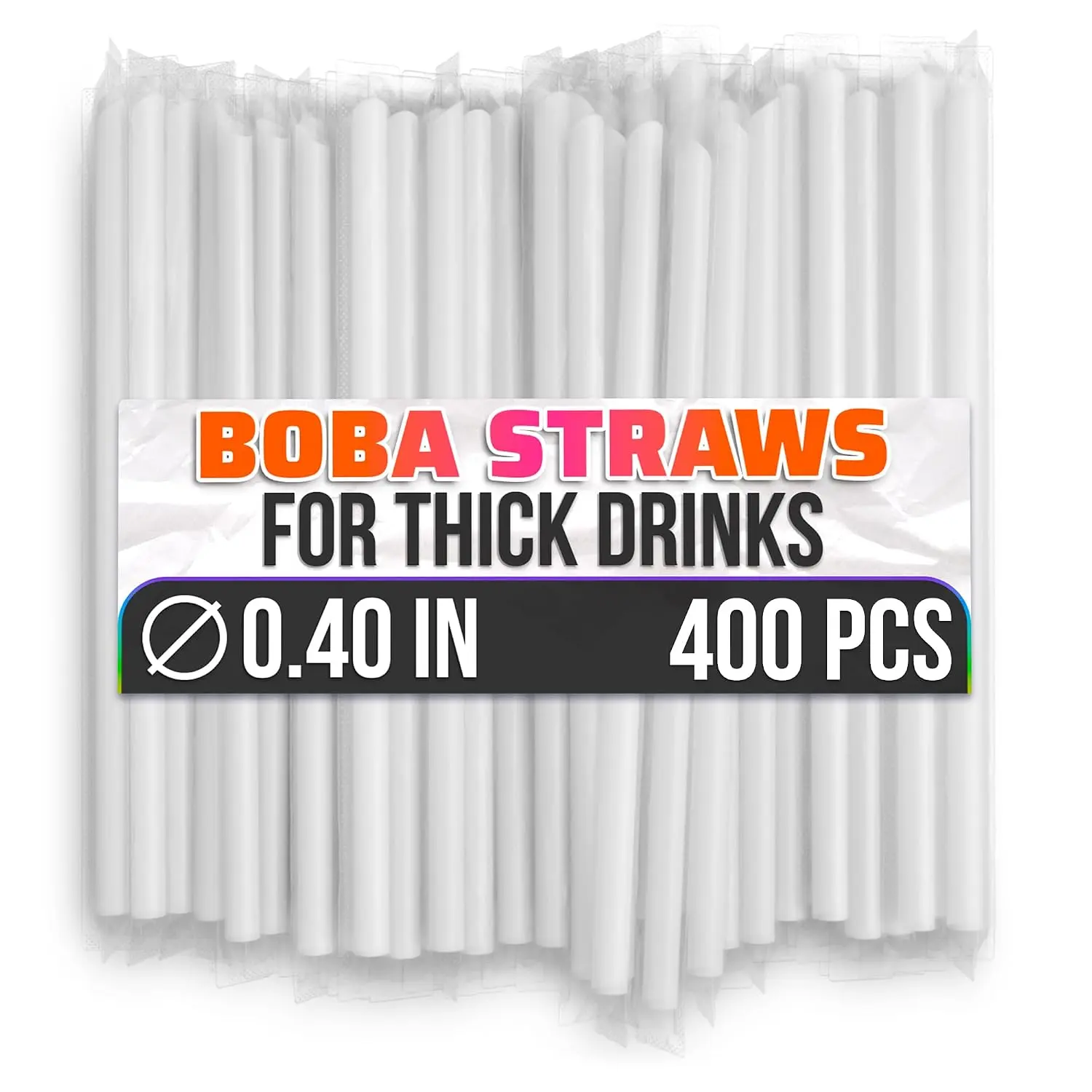 400 count Boba Straws Individually Wrapped, 9.4"x0.4" Clear | Disposable Wide Boba Straw for Bubble , Smoothie, Slushy, Frozen Drinks, Angled Tips, Cut-to-Trim Plastic Milkshake Straws