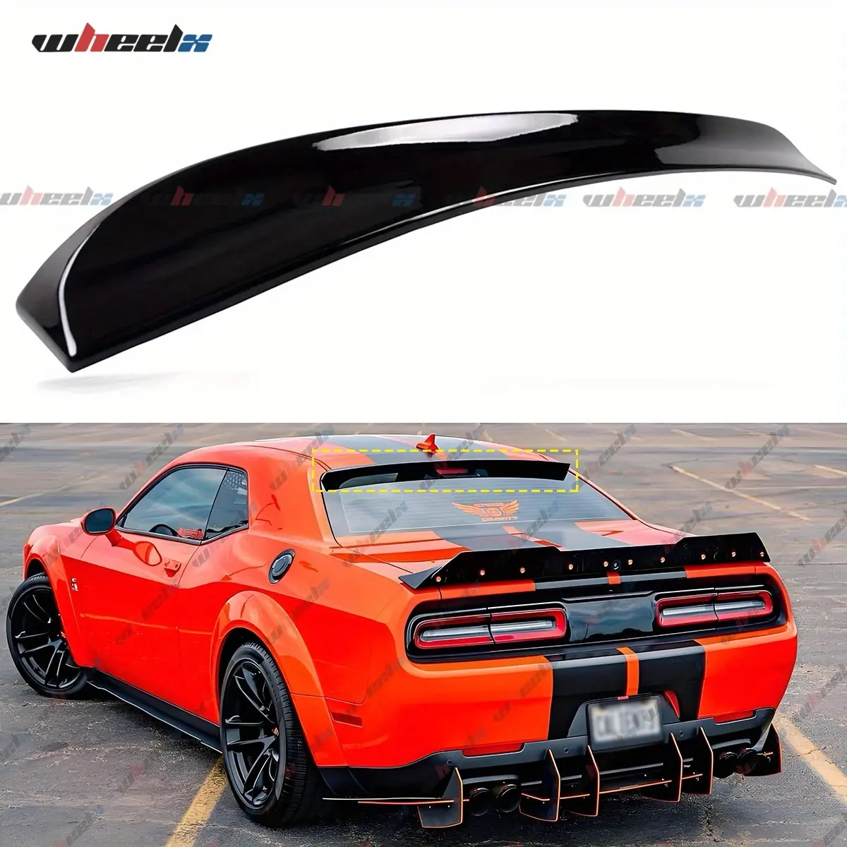 For 2008-2024 Dodge Challenger All Models Rear Window Roof Spoiler Wing Car Accessories Gloss Black