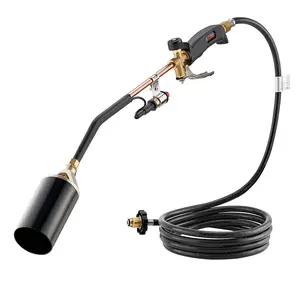 VEVOR Propane Torch Weed Burner, High Output 1,800,000 BTU with 10 ft Hose, Heavy Duty Blow Torch with Adjustable Flame & Turbo Trigger Push Button Auto Igniter, Flamethrower for Garden Ice Snow Road