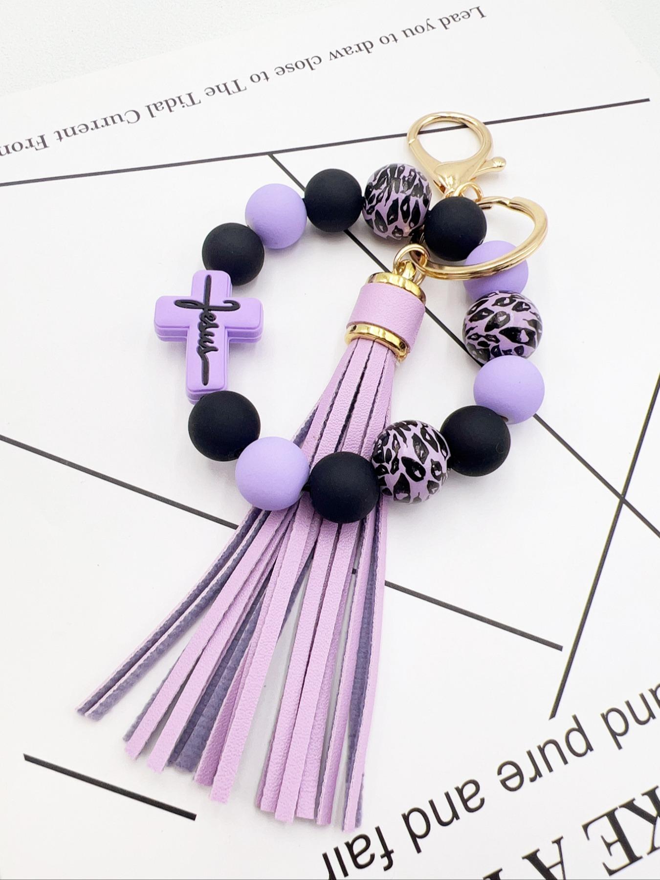 1 Piece Leopard Pattern Tassel Decor Beaded Keychain, Trendy Cute Jewelry for Women & Men, Fashion Accessories, Perfect Gift for Friends 1 Piece Leopard Pattern Tassel Decor Beaded Keychain, Trendy Cute Jewelry for Women & Men, Fashion Accessories, Perfect Gift for Friends