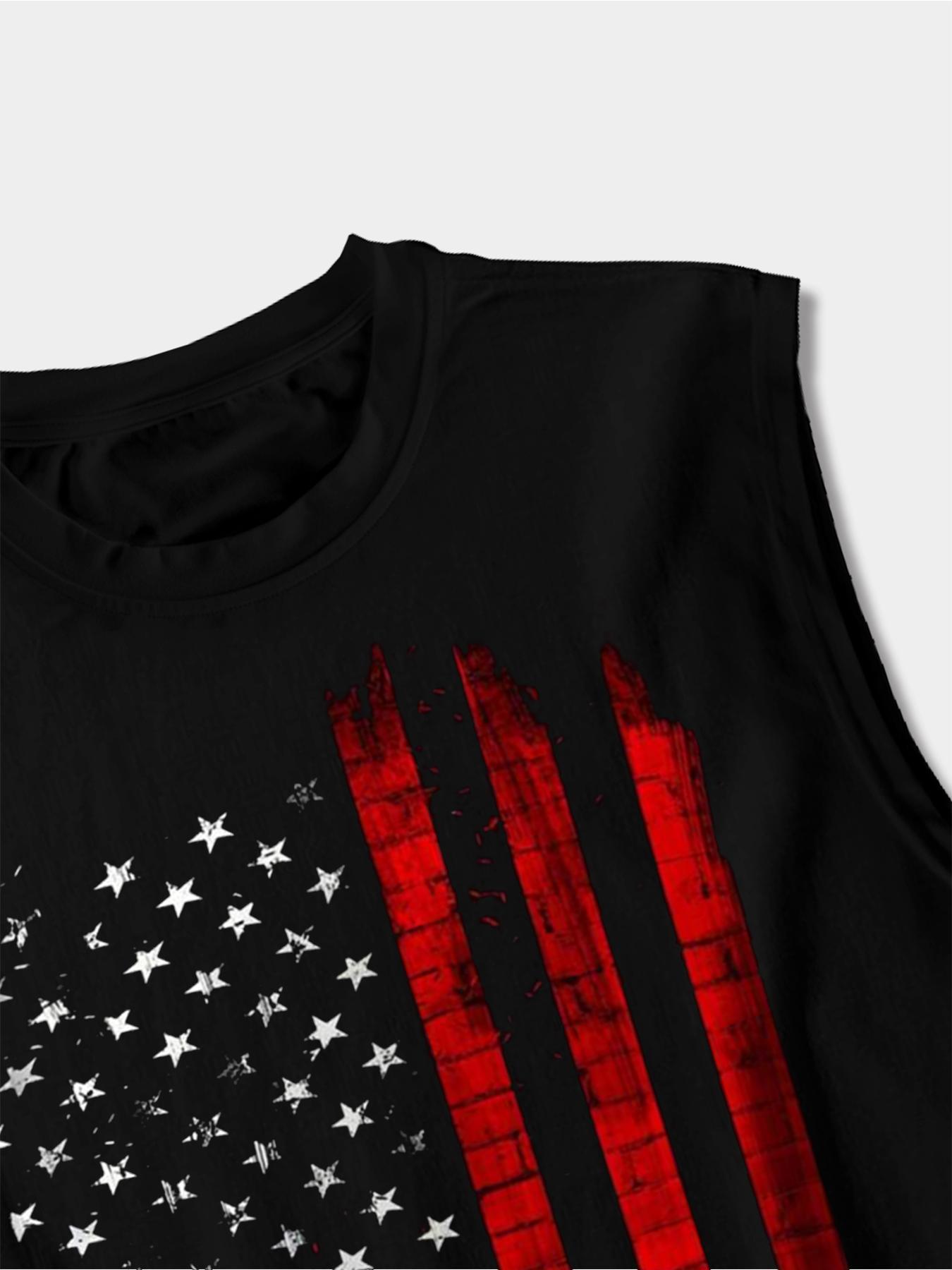 Men's American Flag Print Tank Top, Regular-Fit Casual Sleeveless Top for Daily Outdoor Wear, Men's Clothes for Summer