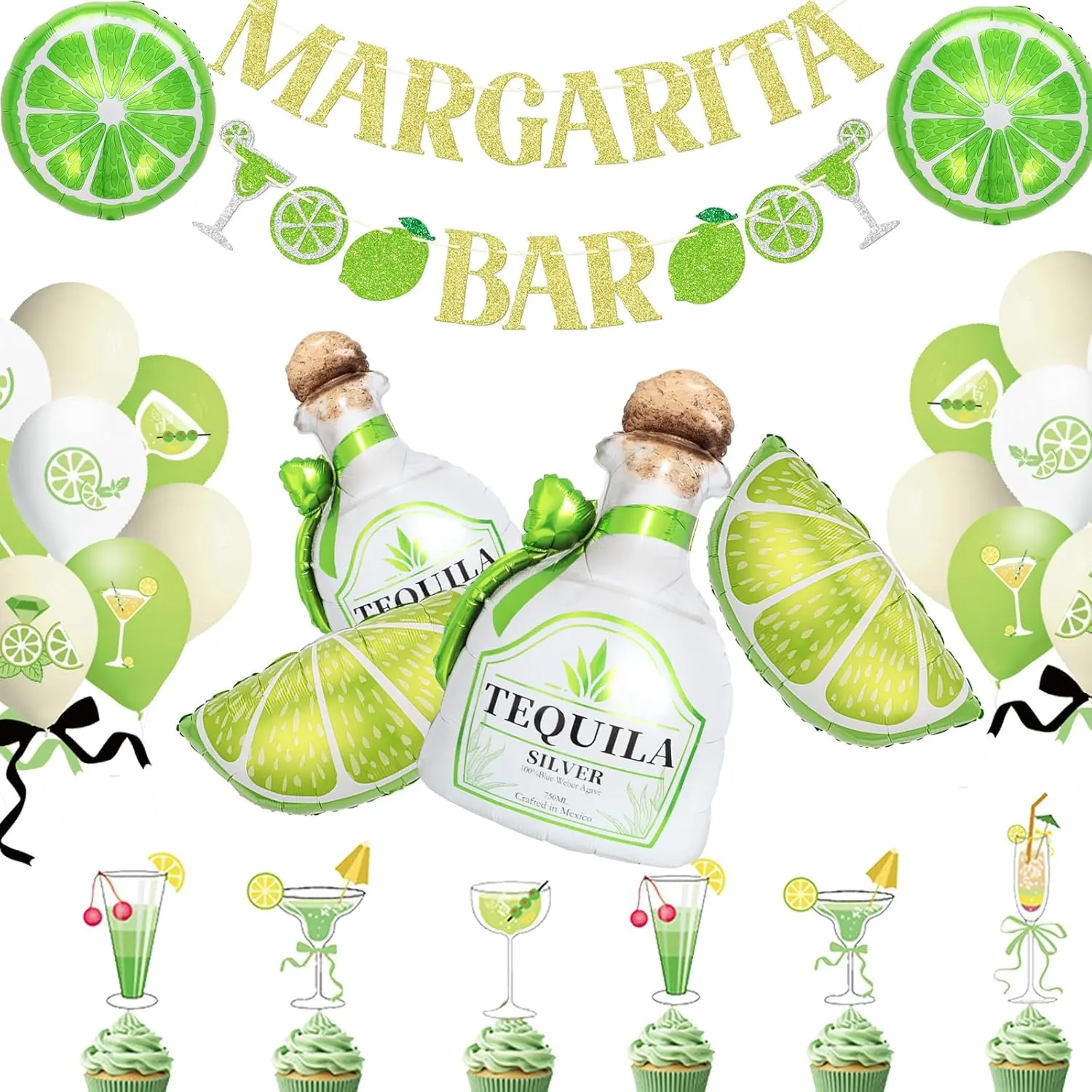 Margarita Party Decorations| Margs and Matrimony Bachelorette Party, 49pcs Set- Tequila & Lemon Balloons, Banner,Caketopper| Lemon Party Decor|Tequila Party Decorations, Wedding Shower Fiesta