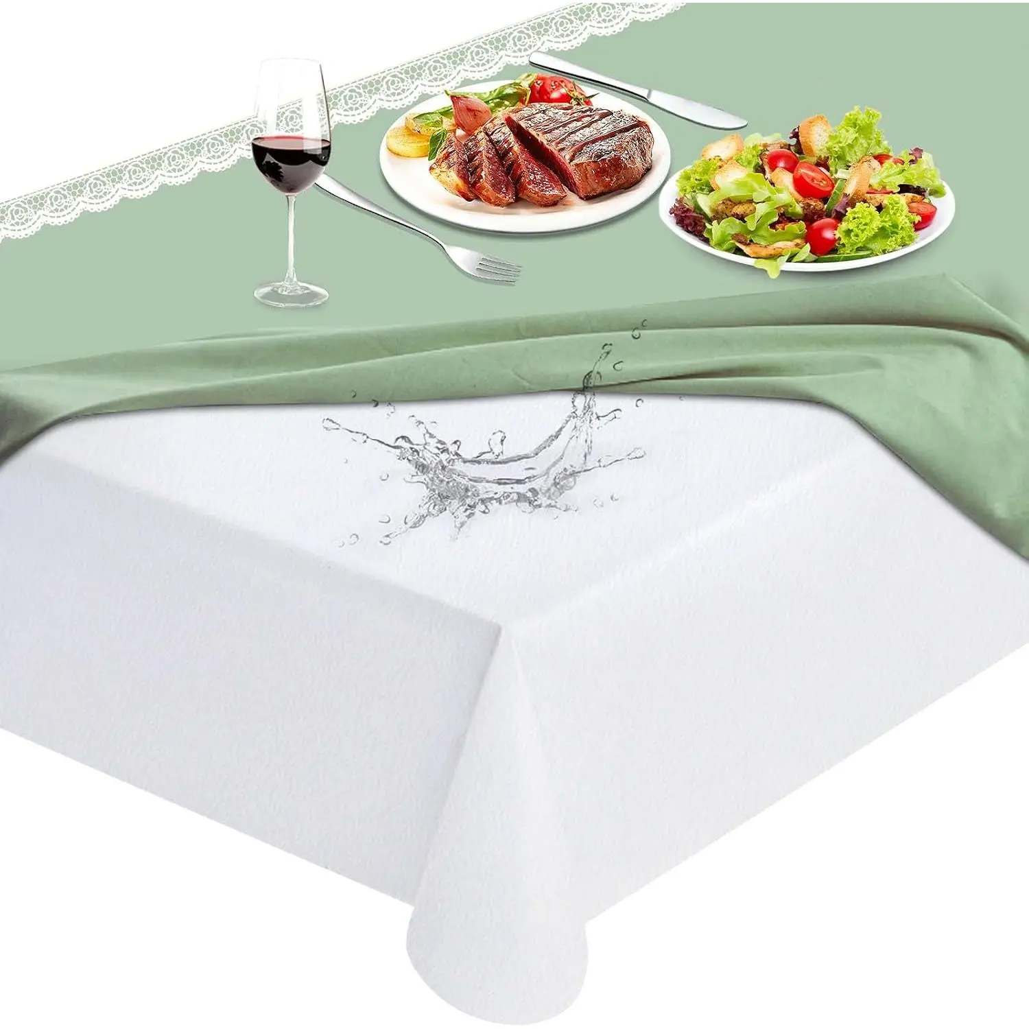 Table Protector Pad with Flannel Backing, Heavy-Duty Vinyl Table Padding Under Tablecloth, , Heat Resistant, 72 x 54 inches, Rectangular