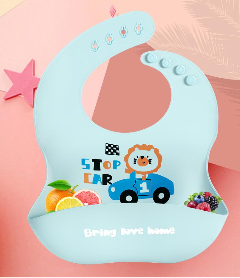 Food Grade Silicone Baby Bib, Ultra Soft Waterproof Feeding Bib for Toddlers
