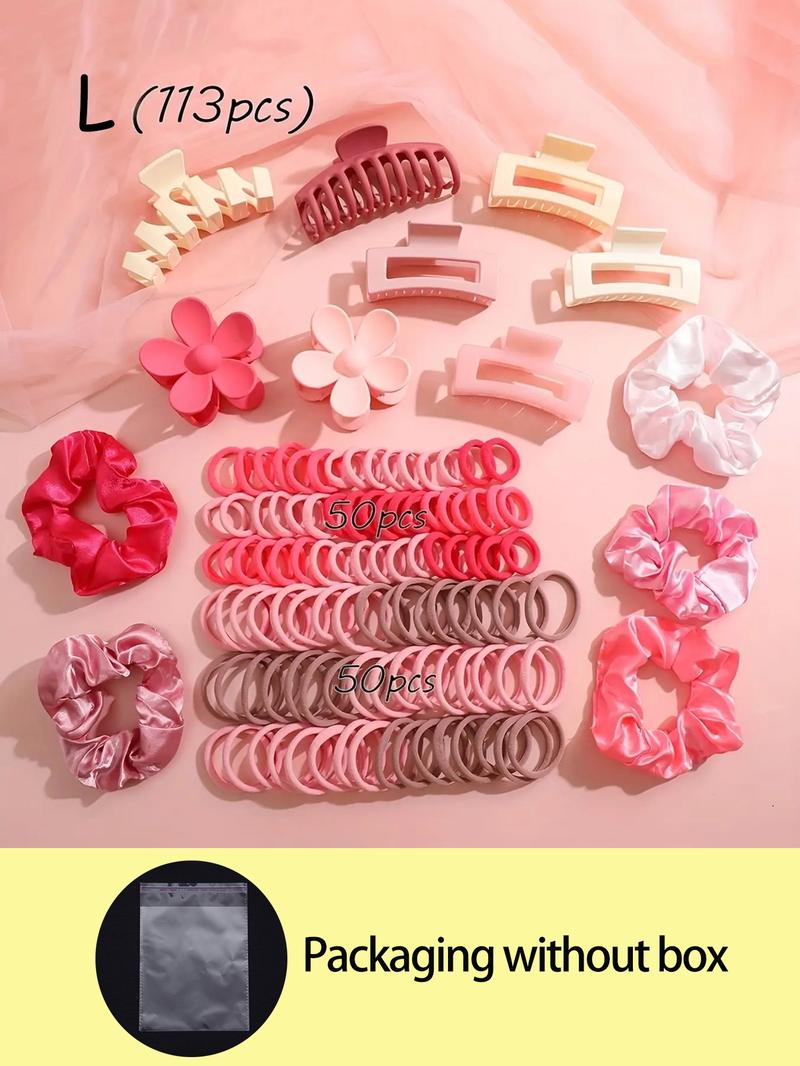 Random Color Hair Cute Accessories Set for Valentine's Day Galentineday Outfit, Cute Flower Decor Hair Accessories for Women & Girls, Including Hair Tie, Hair Claws, Scrunchie for Daily Use for All Seasons, Minimalist Headwear Suitable for Thick Hair