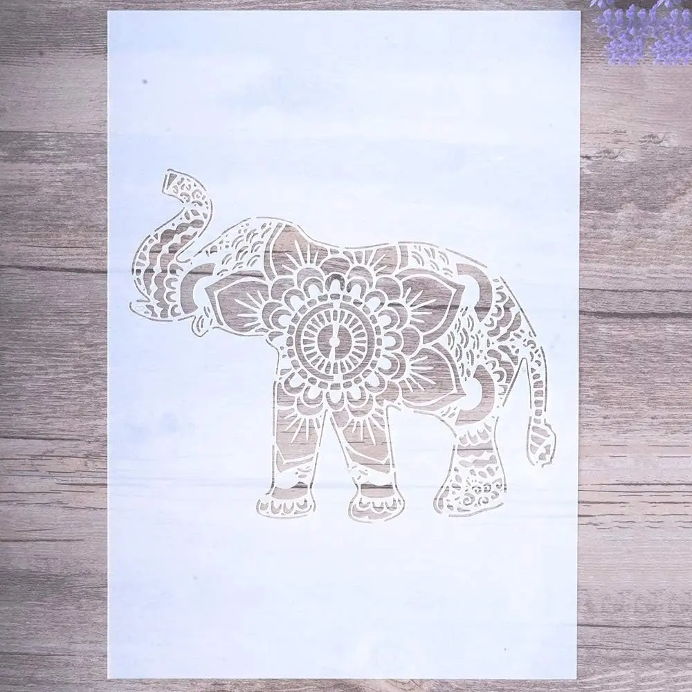 DIY Decorative Elephant Mandala Stencil Template for Painting  Walls Furniture Crafts(A4 Size)