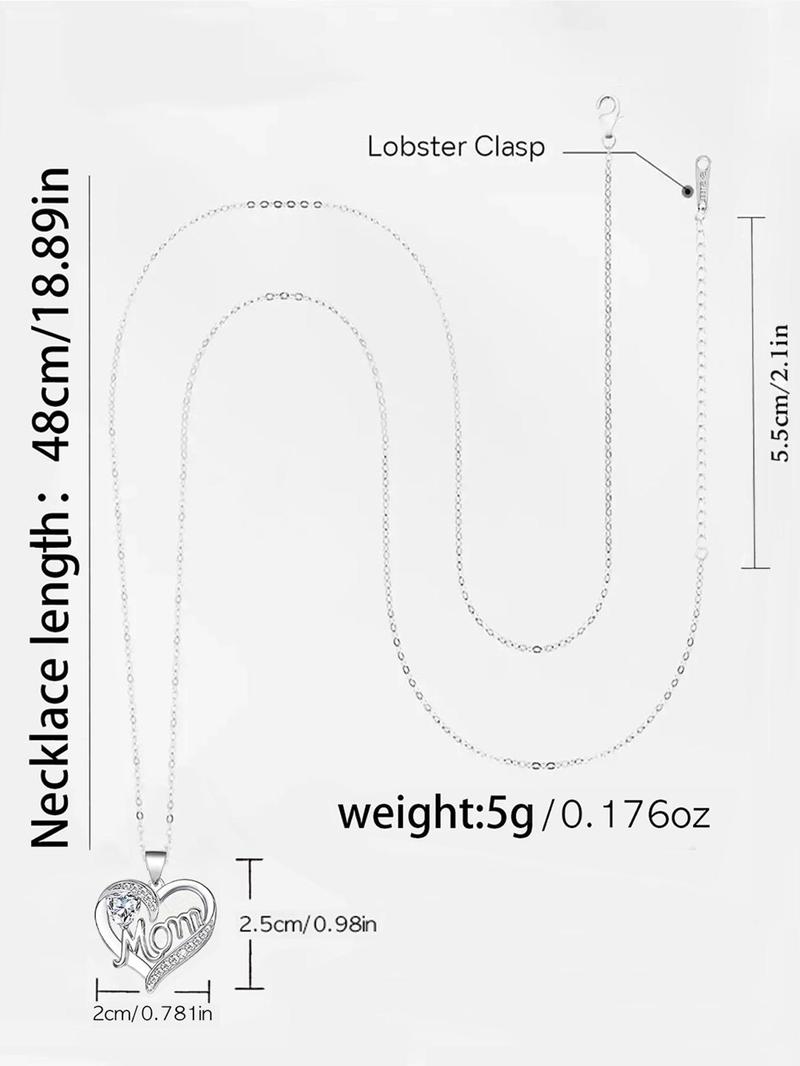 Heart Design Pendant Necklace As Gift, Hollow out Rhinestone Decor Necklace with Box, Fashion Dainty Jewelry Accessories for Women, Mother's Day Gifts, Gift Set for Mothers, Gifts for Her