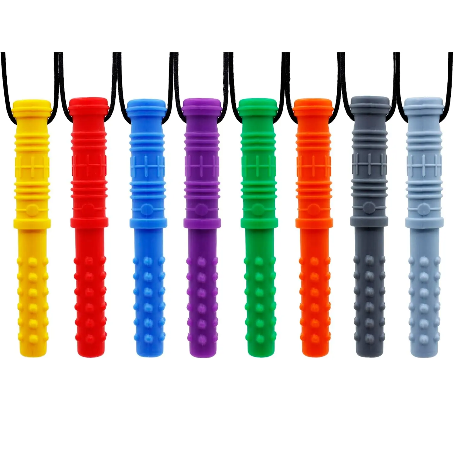 8Pcs Cylinder Shape Sensory Chew Necklaces for Kids, Toddlers & Adults with Autism, ADHD - Chewy Oral Motor Toys for Boys and Girls(Gift)